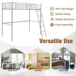 Metal Bunk Bed Frame with Ladder and Guardrail
