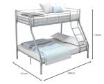 Silver Triple Sleeper Metal Bunk Bed Frame