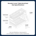 Triple Bunk Bed with Storage for Kids - Grey