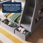 Triple Bunk Bed with Storage for Kids - Grey