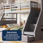 Triple Bunk Bed with Storage for Kids - Grey