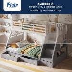 Triple Bunk Bed with Storage for Kids - Grey