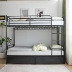 Twin Loft Bunk Bed Frame With Storage Drawers