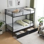 Twin Loft Bunk Bed Frame With Storage Drawers
