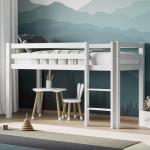 Kids Mid Sleeper Bunk Bed with Storage - White