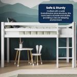 Kids Mid Sleeper Bunk Bed with Storage - White