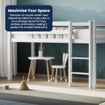 Kids Mid Sleeper Bunk Bed with Storage - White