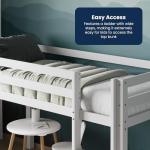 Kids Mid Sleeper Bunk Bed with Storage - White