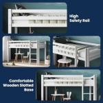 Kids Mid Sleeper Bunk Bed with Storage - White