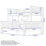 Blisswood Triple Bunk Bed with Mattresses (Grey)