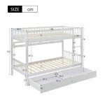 Solid Pine Wood Bunk Bed with Slide Drawer Storage
