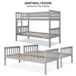 Sturdy Double Bunk Bed with Guardrails and Stairs