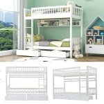 Solid Pine Wood Bunk Bed with Slide Drawer Storage