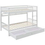 Solid Pine Wood Bunk Bed with Slide Drawer Storage