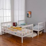 Panana White Wooden Bunk Bed Frame for Kids