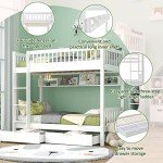 Solid Pine Wood Bunk Bed with Slide Drawer Storage