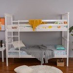 Panana White Wooden Bunk Bed Frame for Kids