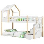 Treehouse Bunk Bed for Kids with Ladder & Drawers
