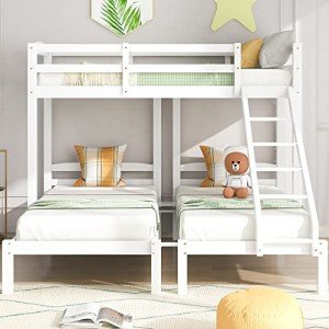 Triple Sleeper Wooden Bunk Bed in White