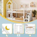 Kids' Bunk Bed with Storage and Window - White