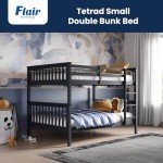 Sturdy Grey Wooden Double Bunk Beds for Kids