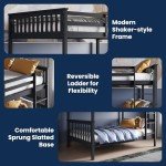 Sturdy Grey Wooden Double Bunk Beds for Kids