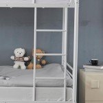 Karlhome Twin Over Twin Metal Bunk Bed - White
