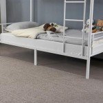 Karlhome Twin Over Twin Metal Bunk Bed - White