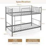 Metal Twin Over Twin Bunk Bed with Ladder
