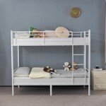 Karlhome Twin Over Twin Metal Bunk Bed - White