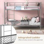 Metal Twin Over Twin Bunk Bed with Ladder