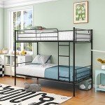 JELUTE Heavy Duty Metal Bunk Bed Frame, Black