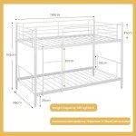 Metal Bunk Bed Frame with Ladder and Guardrails