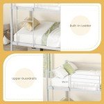 Metal Bunk Bed Frame with Ladder and Guardrails