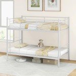 Metal Bunk Bed Frame with Ladder and Guardrails