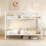 Metal Bunk Bed Frame with Ladder and Guardrails