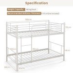 Metal Twin Bunk Bed with Ladder and Guardrails
