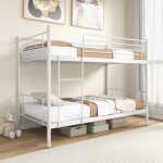 Metal Bunk Bed Frame with Ladder and Guardrails