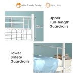 Metal Twin Bunk Bed with Ladder and Guardrails