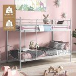 Metal Twin Bunk Bed with Ladder and Guardrails