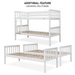Kids White Wooden Bunk Bed with Stairs