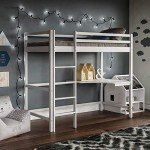 Sydney High Sleeper Bunk Bed with Desk - White