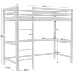 Sydney High Sleeper Bunk Bed with Desk - White
