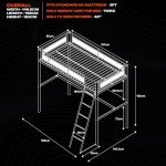 X-Rocker Metal Loft Bed with Desk - Black