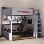 Kids Wooden High Sleeper Bed with Desk & Lights
