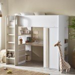 White Kids High Sleeper with Storage - Ocean Wood