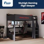 Stylish Wooden High Sleeper Bed with Desk