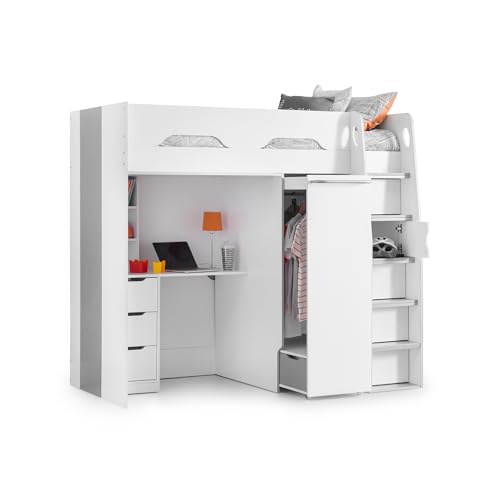 Julian Bowen Pegasus White Single High Sleeper Bed