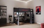 Black Small Double Gaming High Sleeper Bunk Bed