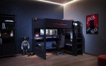 Black Small Double Gaming High Sleeper Bunk Bed